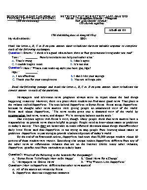 6 Đề thi thử Tốt nghiệp THPT lần 2 môn Tiếng Anh năm 2020 - Trường THPT Thanh Chương I (Có đáp án)